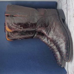 Lucchese | Ostrich Full Quill Leather Black Cherry Roper Cowboy Boots Size 9 D